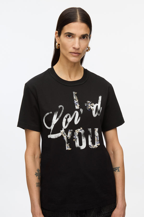 3.1 Phillip Lim I Lov'd You Embroidered Tee BLACK MULTI