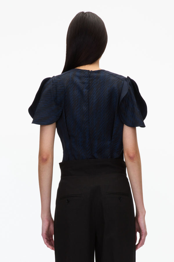 3.1 Phillip Lim Jacquard Petal Sleeve Blouse MIDNIGHT MULTI