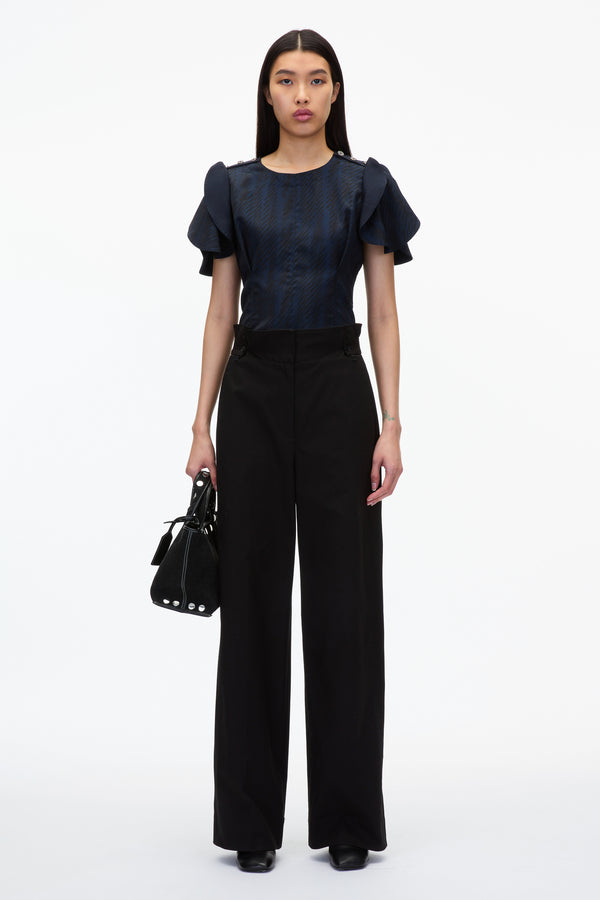 3.1 phillip lim Jacquard Petal Sleeve Blouse MIDNIGHT MULTI