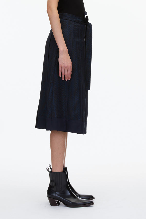 3.1 Phillip Lim Jacquard Pleated Skirt With Tie Waist MIDNIGHT MULTI
