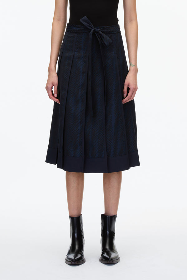 3.1 Phillip Lim Jacquard Pleated Skirt With Tie Waist MIDNIGHT MULTI