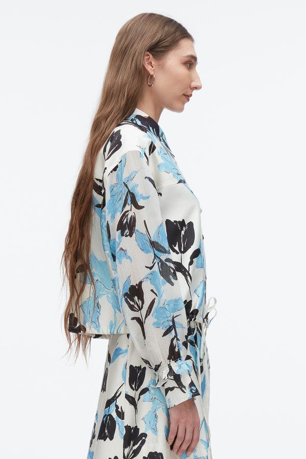 3.1 Phillip Lim Joyful Tulip Cropped Shirt Jacket IVORY MULTI