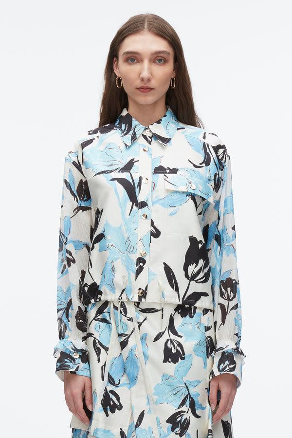 3.1 Phillip Lim Joyful Tulip Cropped Shirt Jacket IVORY MULTI