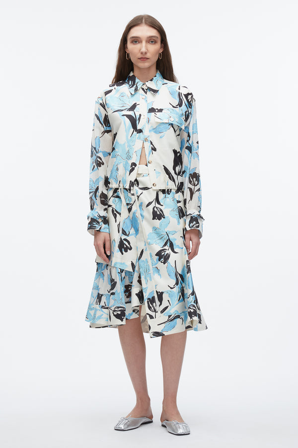 3.1 phillip lim Joyful Tulip Cropped Shirt Jacket IVORY MULTI