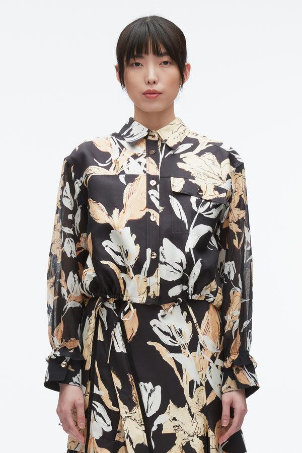 3.1 Phillip Lim Joyful Tulip Cropped Shirt Jacket MIDNIGHT MULTI