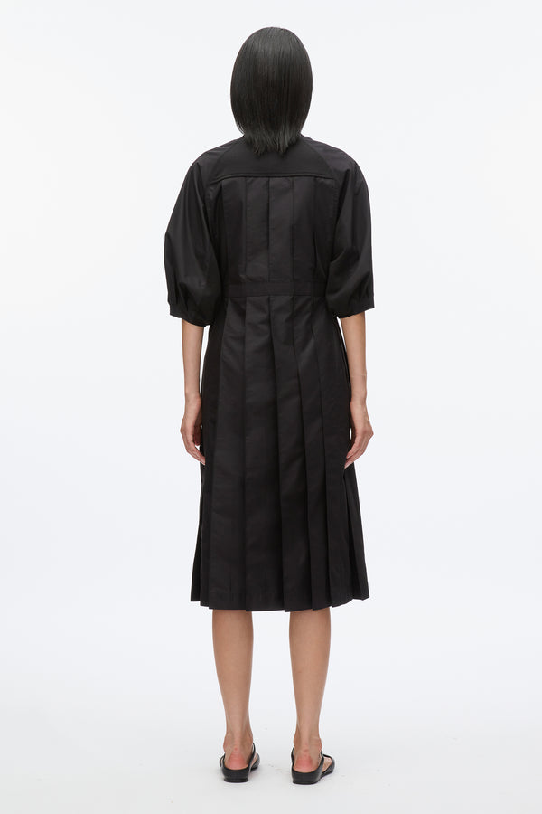 3.1 Phillip Lim Lantern Sleeve Combo Pleat Dress BLACK-BLACK
