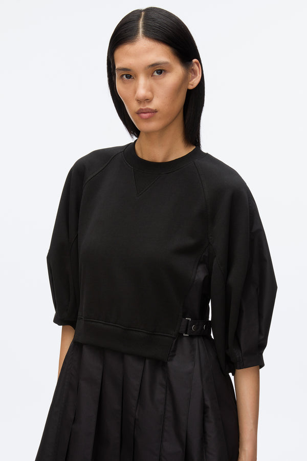3.1 Phillip Lim Lantern Sleeve Combo Pleat Dress BLACK-BLACK