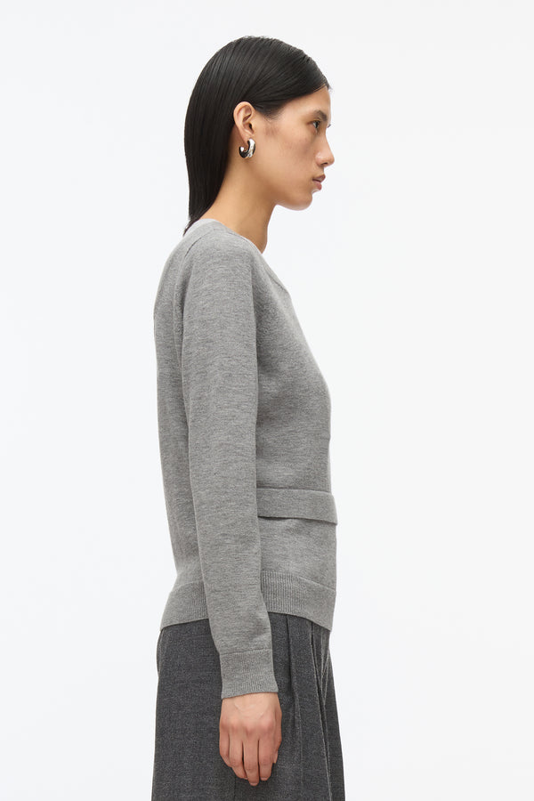 3.1 Phillip Lim Layered Knit Pullover With Keyhole MEDIUM MELANGE GREY- LIGHT GREY