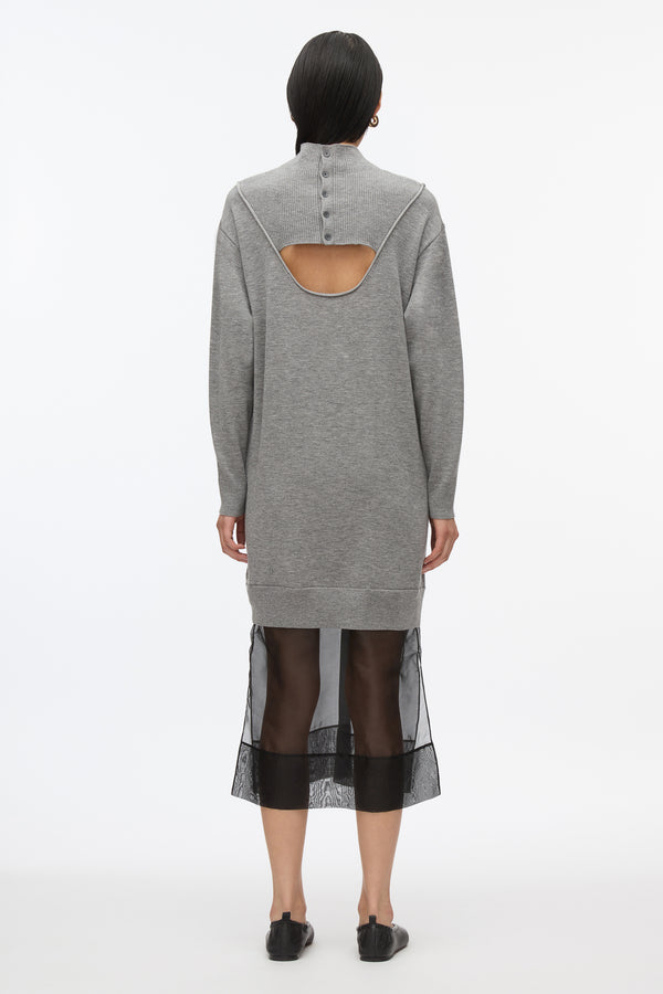 3.1 Phillip Lim Mockneck Knit Dress With Lace Inlay MEDIUM MELANGE GREY