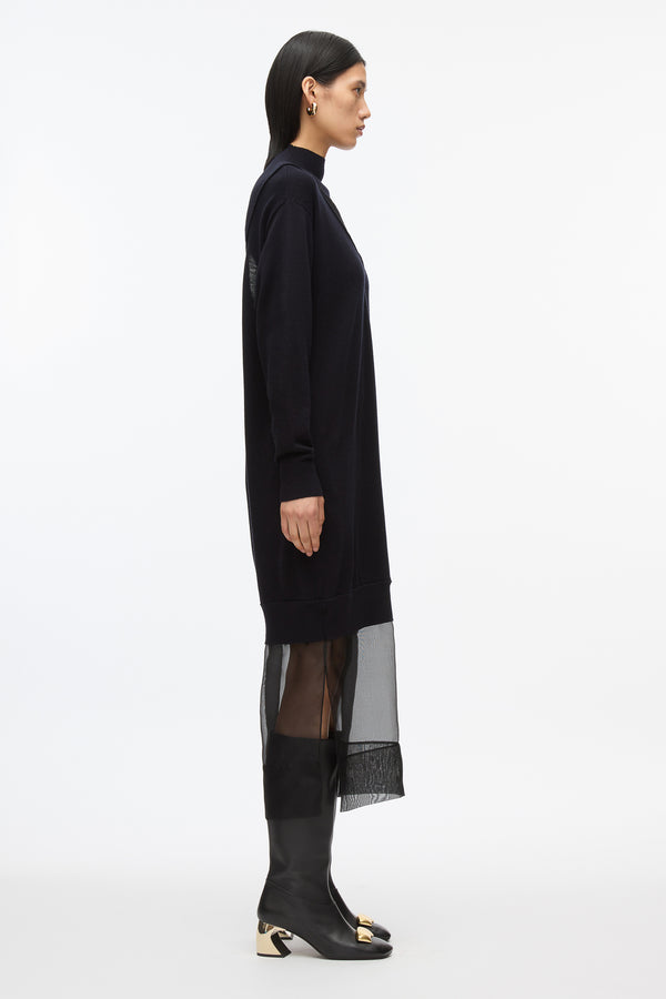 3.1 Phillip Lim Mockneck Knit Dress With Lace Inlay MIDNIGHT