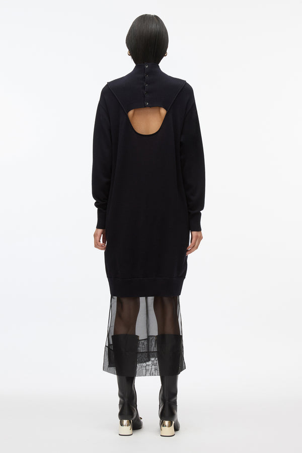 3.1 Phillip Lim Mockneck Knit Dress With Lace Inlay MIDNIGHT