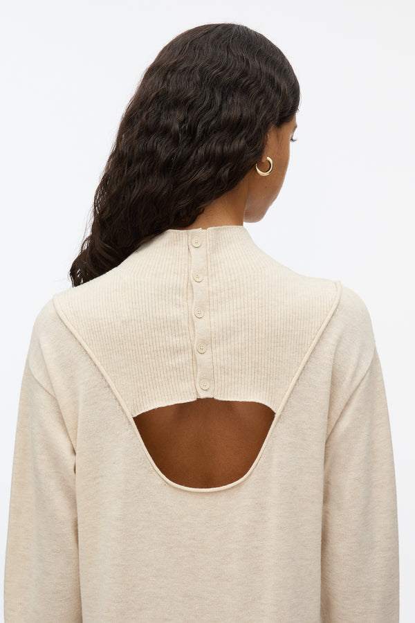 3.1 Phillip Lim Mockneck Knit Dress With Lace Inlay OATMEAL