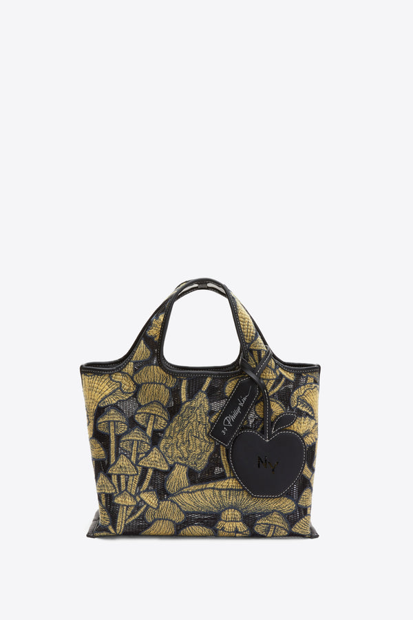 3.1 phillip lim Mushroom Embroidery Mini Market Tote BLK MULTI