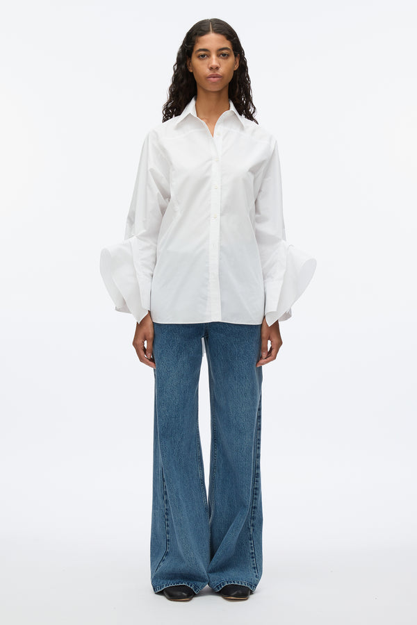 3.1 phillip lim Oversize Shirt with Cascade Cuff WHITE