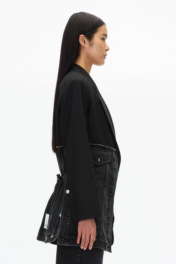 3.1 Phillip Lim Oversized Hybrid Denim Blazer WASHED BLK