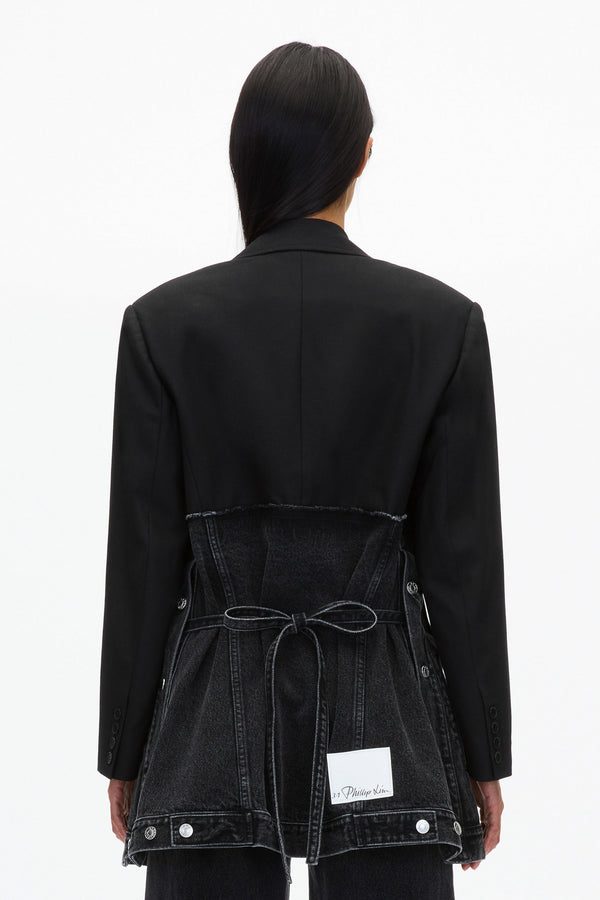 3.1 Phillip Lim Oversized Hybrid Denim Blazer WASHED BLK