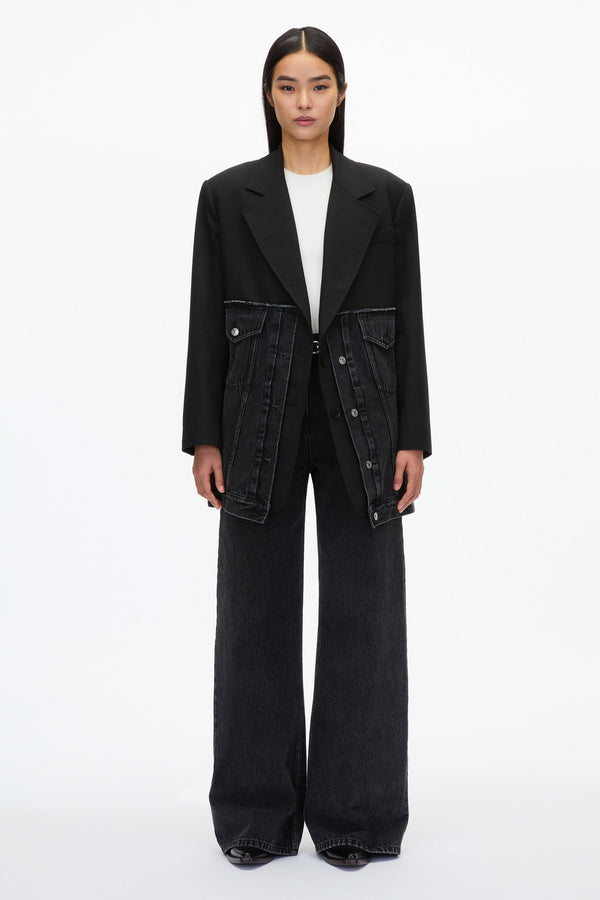 3.1 phillip lim Oversized Hybrid Denim Blazer WASHED BLK
