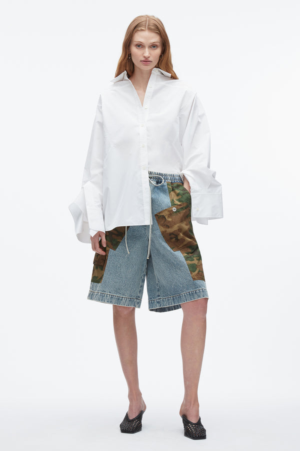 3.1 phillip lim Patchwork Camo Basketball Short DARK OLIVE MULTI