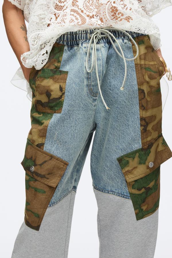 3.1 Phillip Lim Patchwork Camo Jogger DARK OLIVE MULTI