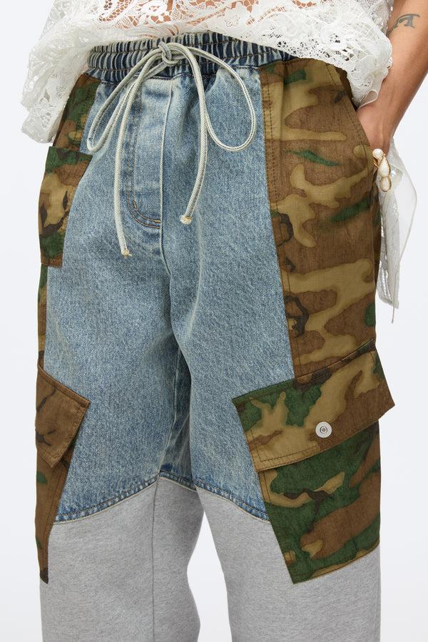 3.1 Phillip Lim Patchwork Camo Jogger DARK OLIVE MULTI