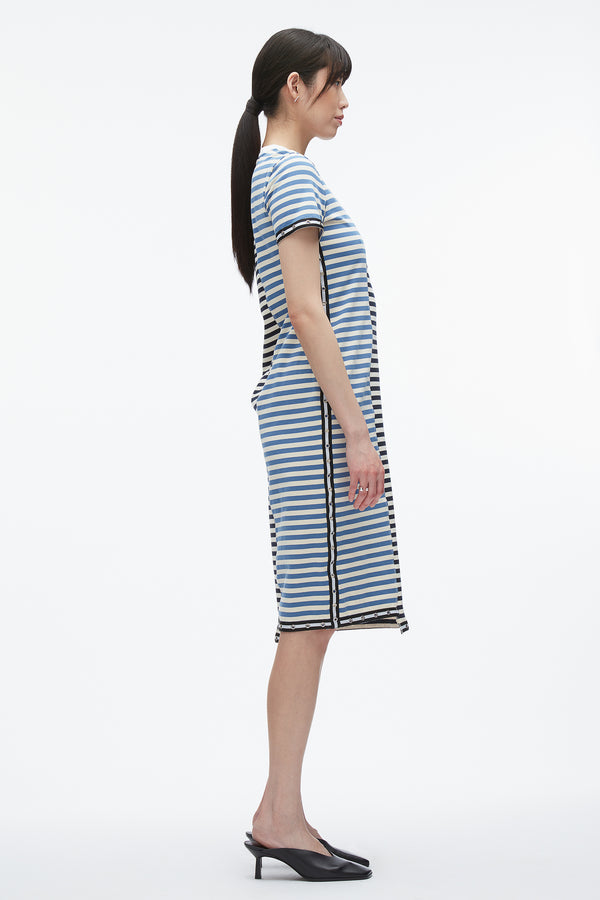 3.1 Phillip Lim Patchwork Stripe T-shirt Dress MIDNIGHT MULTI