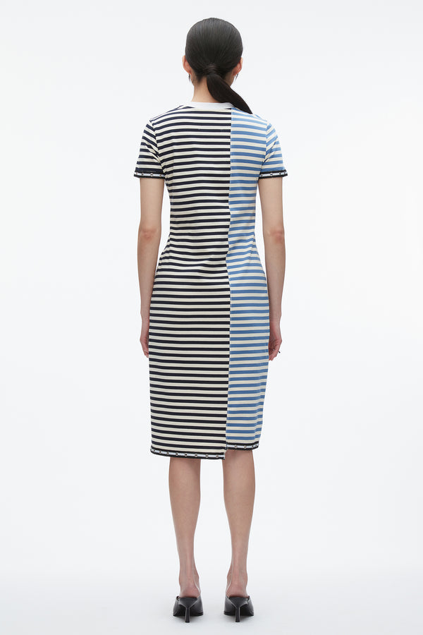 3.1 Phillip Lim Patchwork Stripe T-shirt Dress MIDNIGHT MULTI