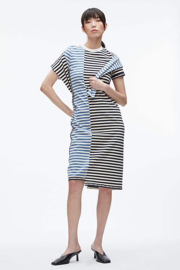 3.1 phillip lim Patchwork Stripe T-shirt Dress MIDNIGHT MULTI