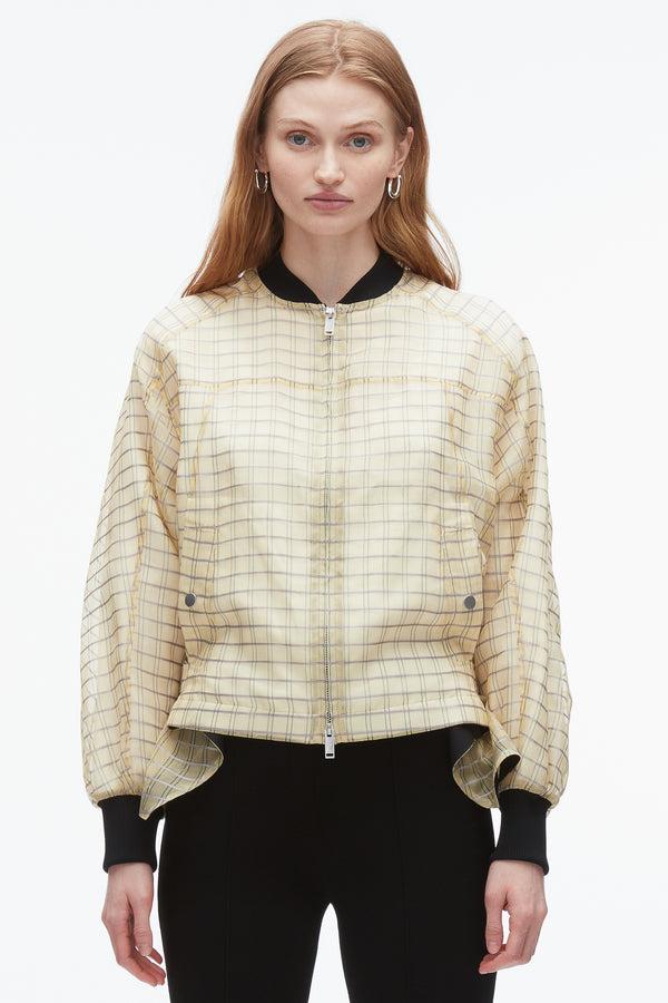 3.1 Phillip Lim Plaid Organza Bomber Jacket HAY MULTI