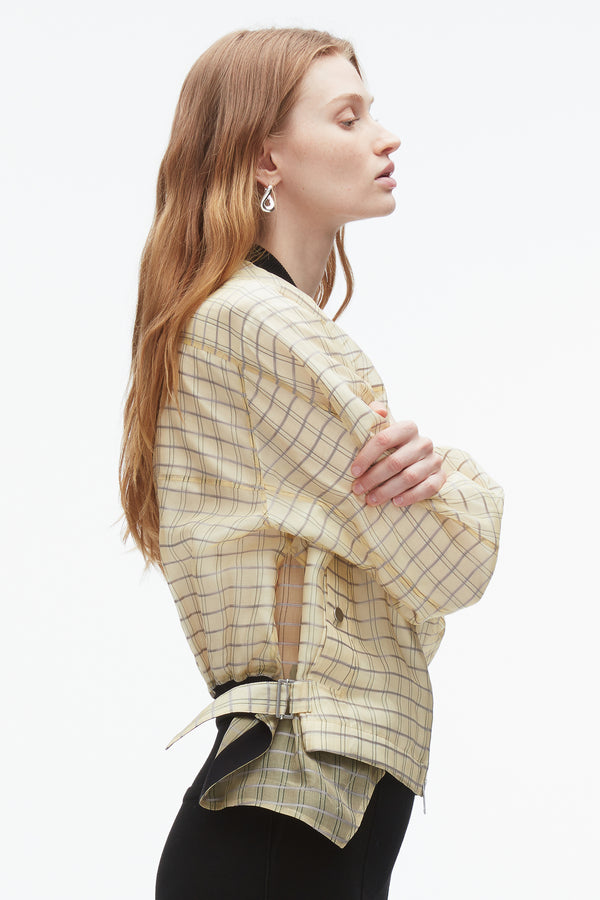 3.1 Phillip Lim Plaid Organza Bomber Jacket HAY MULTI