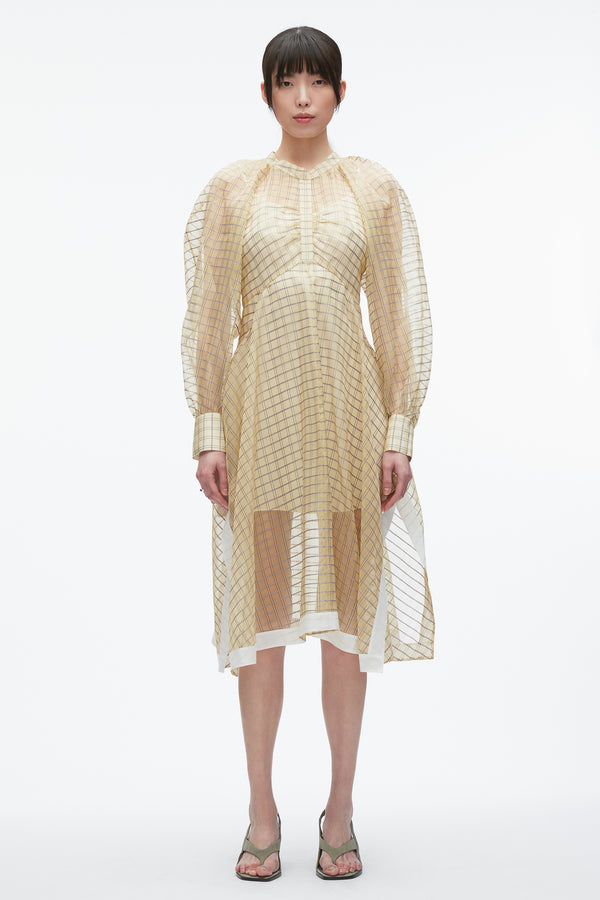 3.1 Phillip Lim Plaid Organza Flounce Hem Dress HAY MULTI