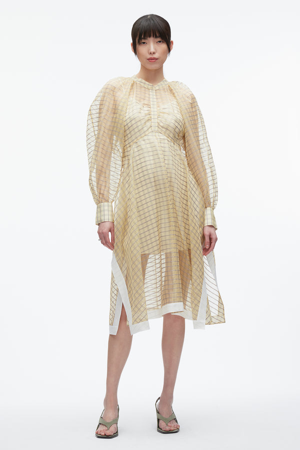 3.1 phillip lim Plaid Organza Flounce Hem dress HAY MULTI