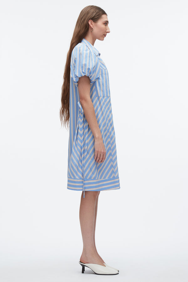 3.1 Phillip Lim Puff Sleeve Short Shirt Dress OXFORD BLUE MULTI