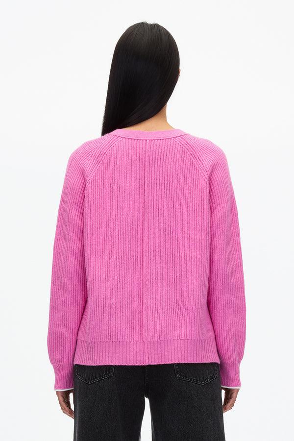 3.1 Phillip Lim Relaxed Cardigan With Contrast Trims HOT PINK