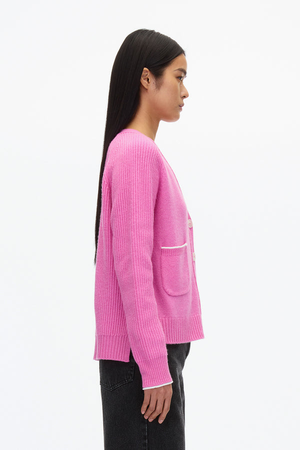 3.1 Phillip Lim Relaxed Cardigan With Contrast Trims HOT PINK