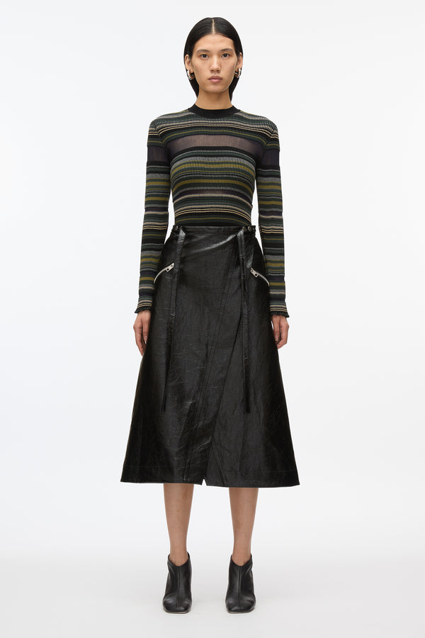 3.1 phillip lim Reversible Stripe Knit Top BLACK MULTI