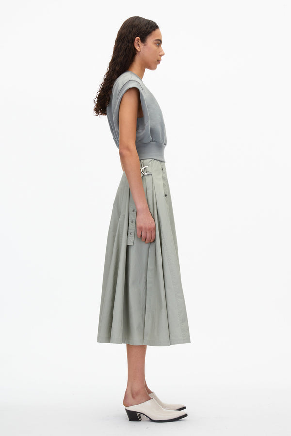 3.1 Phillip Lim Sage Sweatshirt Combo Dress With Pleated Skirt SAGE