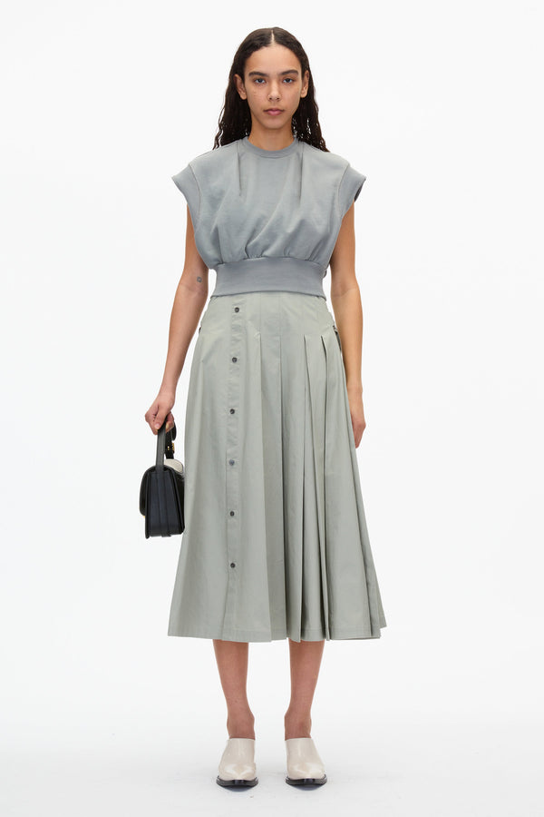3.1 Phillip Lim Sage Sweatshirt Combo Dress With Pleated Skirt SAGE