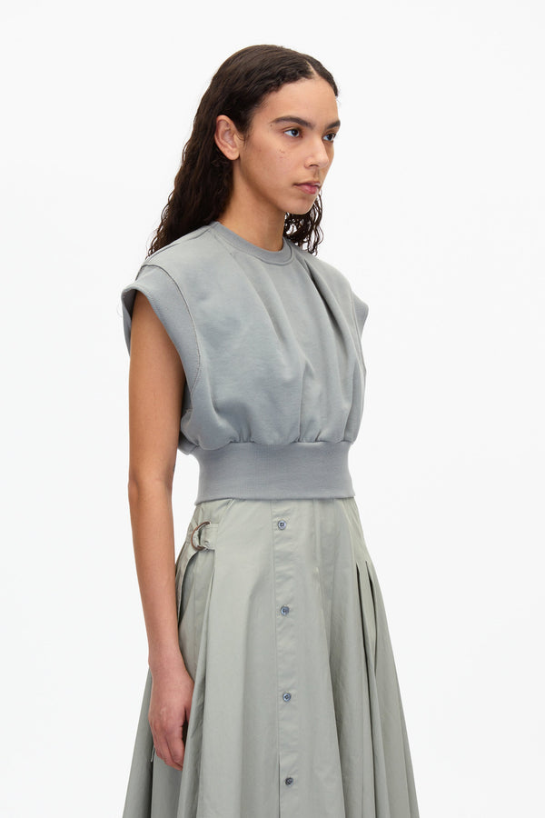 3.1 Phillip Lim Sage Sweatshirt Combo Dress With Pleated Skirt SAGE