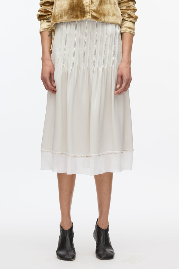 3.1 Phillip Lim Satin Slip Skirt With Crystal Inlay Embellishment PLATINUM