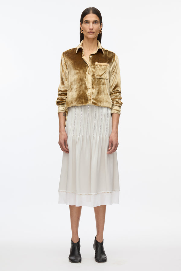 3.1 phillip lim Satin Slip Skirt with Crystal Inlay Embellishment PLATINUM