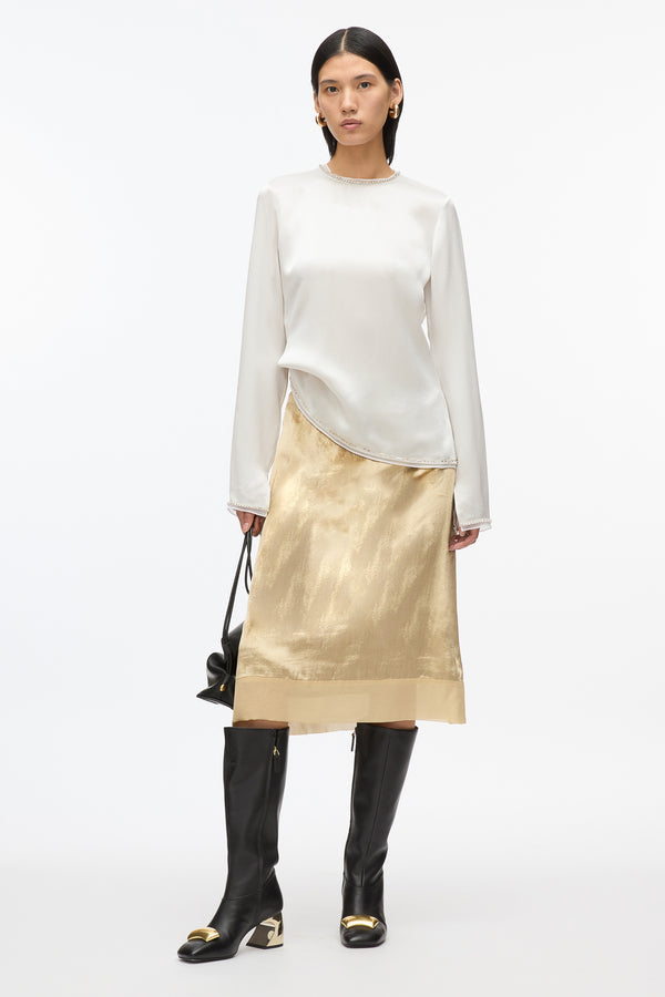 3.1 Phillip Lim Satin Top With Crystal Embellishment PLATINUM