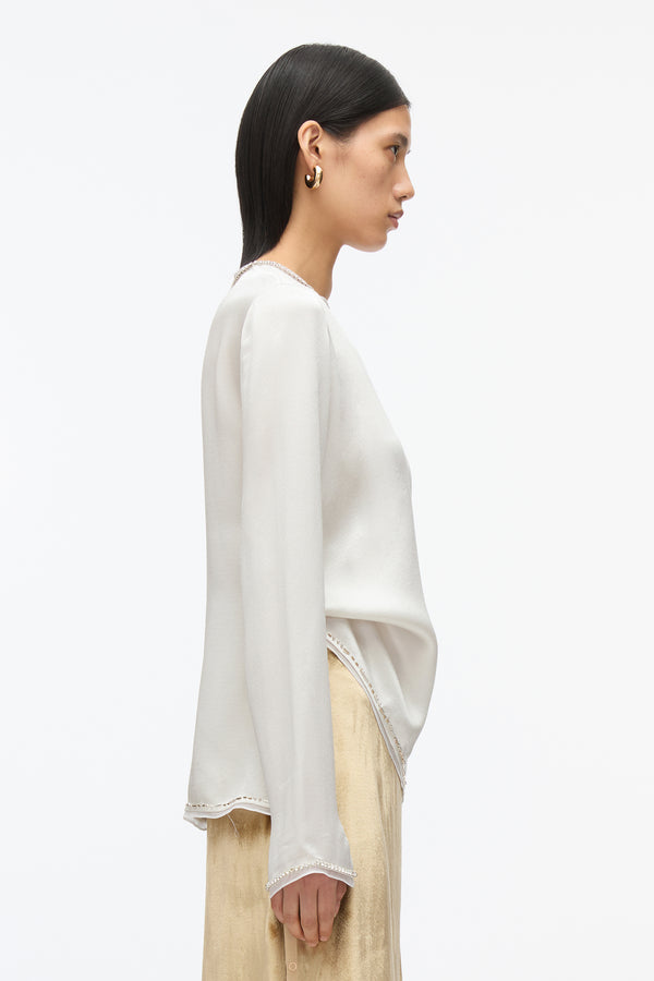 3.1 Phillip Lim Satin Top With Crystal Embellishment PLATINUM