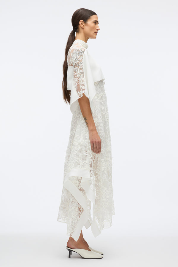 3.1 Phillip Lim Sequin Lace Flounce Maxi Dress ECRU MULTI