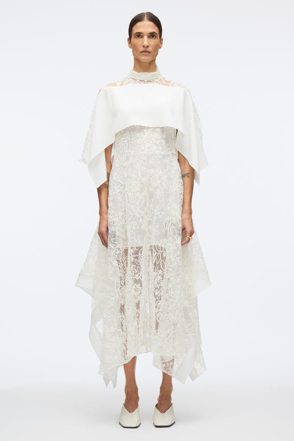 3.1 phillip lim Sequin Lace Flounce Maxi Dress ECRU MULTI