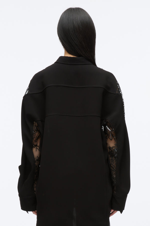 3.1 Phillip Lim Sequin Lace Oversized Shirt BLK MULTI