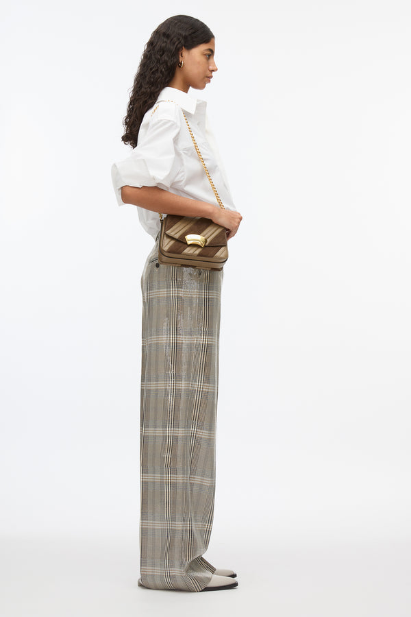 3.1 Phillip Lim Sequin Plaid Wide Leg Trouser BROWN MULTI