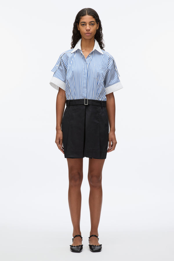 3.1 Phillip Lim Shirt Combo Dress With Pleated Skirt BLUE MULTI-MIDNIGHT