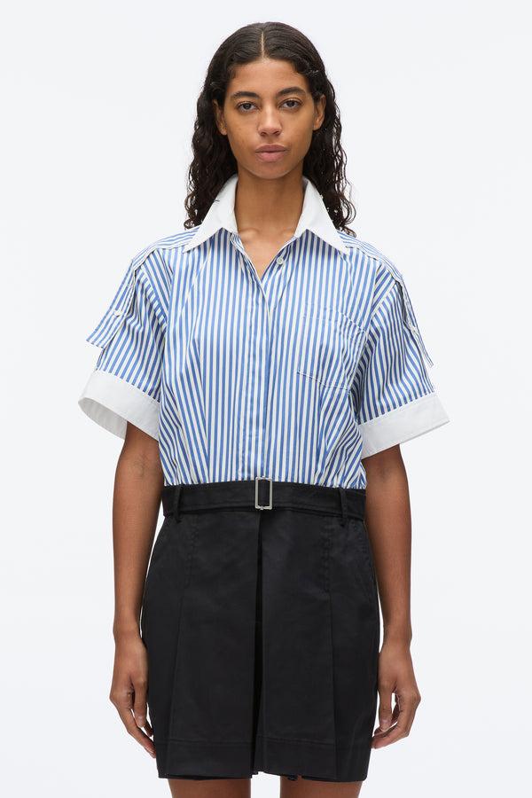 3.1 Phillip Lim Shirt Combo Dress With Pleated Skirt BLUE MULTI-MIDNIGHT