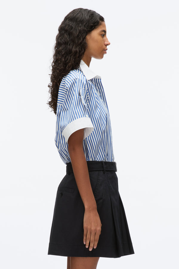 3.1 Phillip Lim Shirt Combo Dress With Pleated Skirt BLUE MULTI-MIDNIGHT