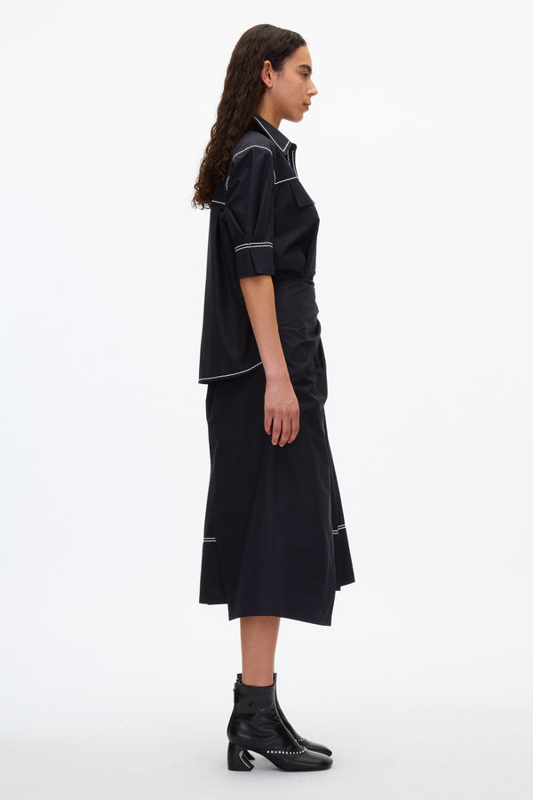 3.1 Phillip Lim Shirt Dress With Wave Embroidery MIDNIGHT